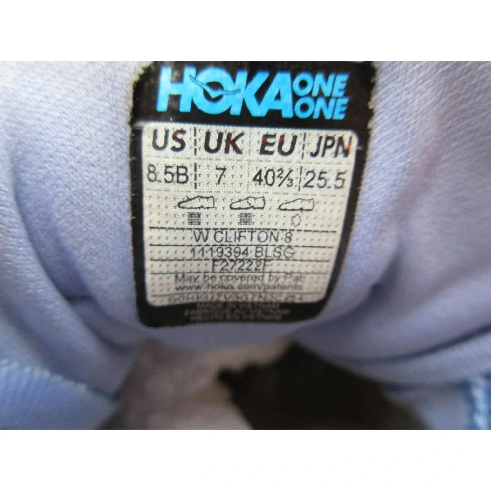 Hoka One Shoes Womens Size 8.5 Purple Clifton 8 Running Sneakers‎ 1119394 BLSG